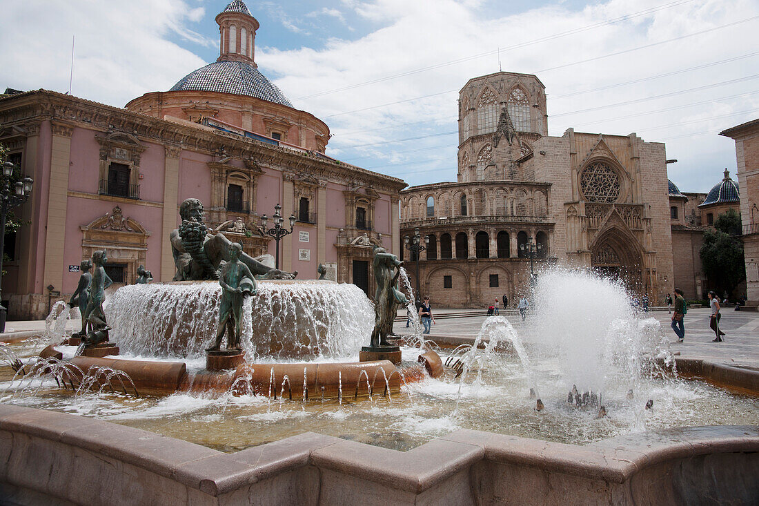 'Plaza De La Virgin And Basilica De Virgen De Los Desamparados; Valencia, Spain'