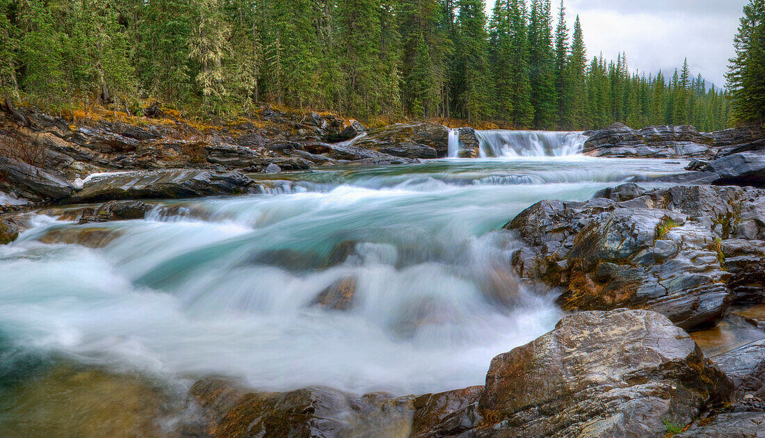 'Waterfall In Sheep River In The Canadian Rocky Mountains; Kananaskis, Alberta, Canada'
