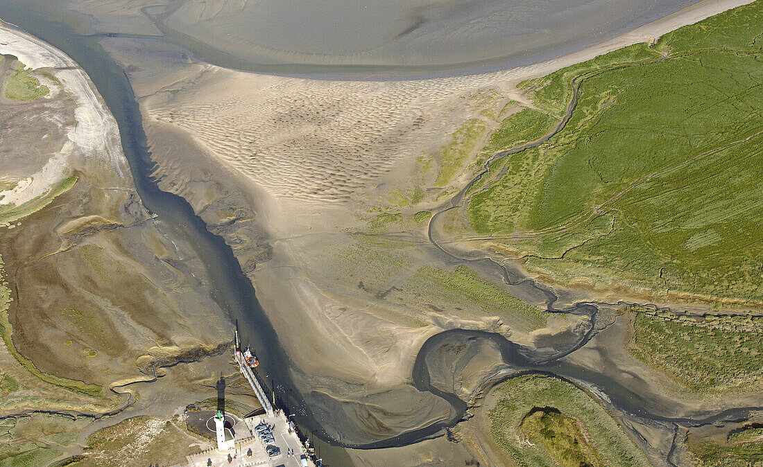 France, Somme (80) The Hourdel small port in the Bay of Somme (aerial view)