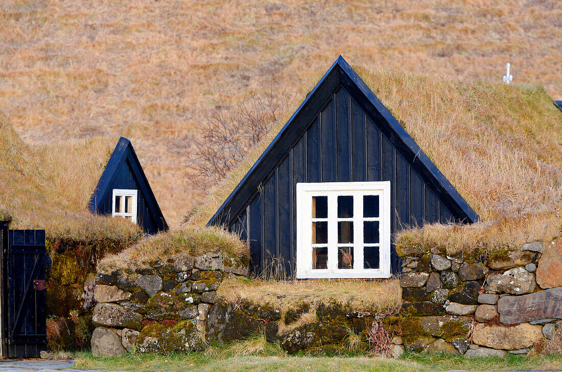 Iceland. Southern region. Skogar. Traditional house.