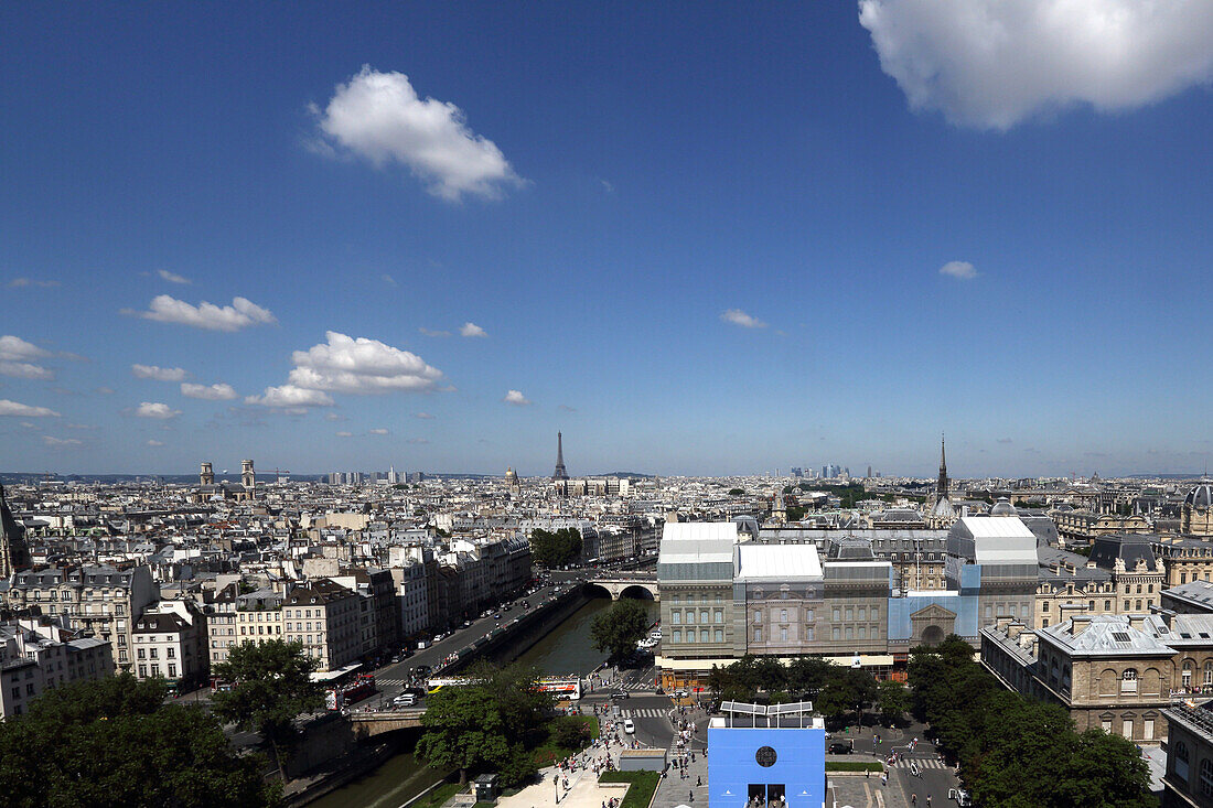 France, Paris, view from top of Notre Dame cathedral