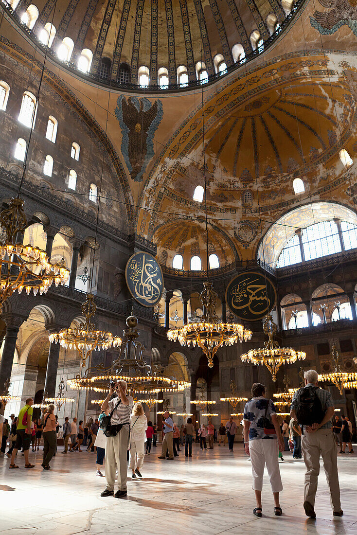'Interior of Hagia Sofia (Aya Sofia) in Sultanahmet area; Istanbul, Turkey'