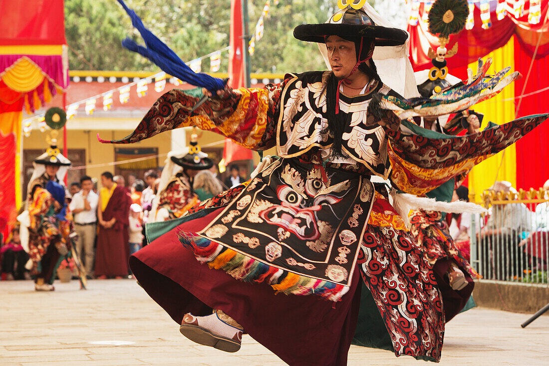 'Sacred Lama Dance at Shechen Monastery performed by the monks; Boudhanath, Nepal'