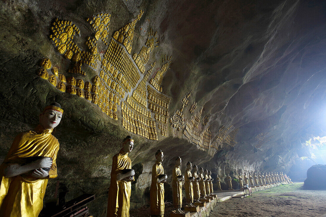 'Buddhist statues in Saddar cave close to Hpa-An; Kayin State, Burma'
