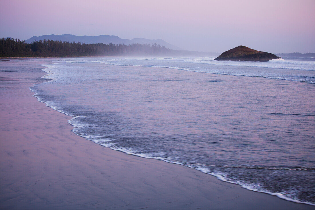 'A Pink Sky Forms At Sunset At Long Beach A Surfer's Paradise In Pacific Rim National Park Near Tofino; British Columbia, Canada'