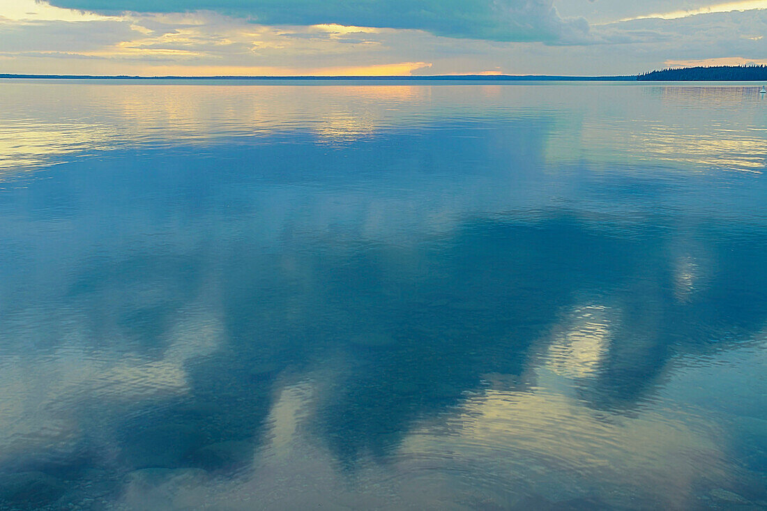 'Reflection Of Clouds In Clear Lake; Canada, Manitoba, Riding Mountain National Park'