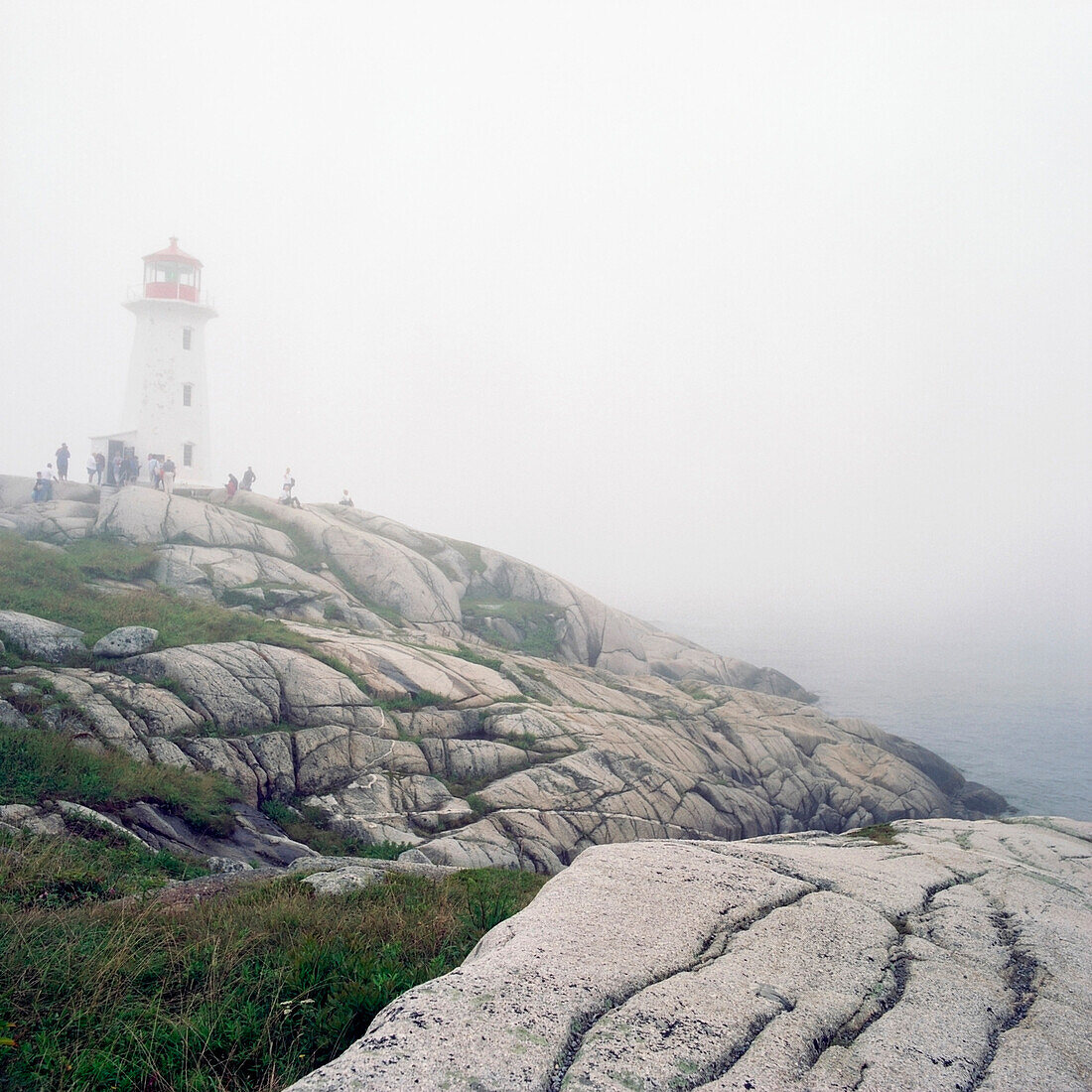 Lighthouse In Fog, Peggy's Cove, Nova Scotia.