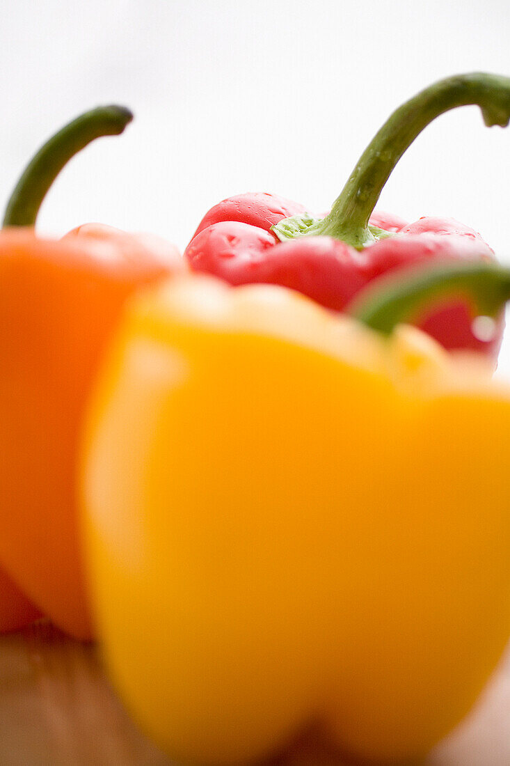 Close-Up Of Yellow, Orange And Red Peppers