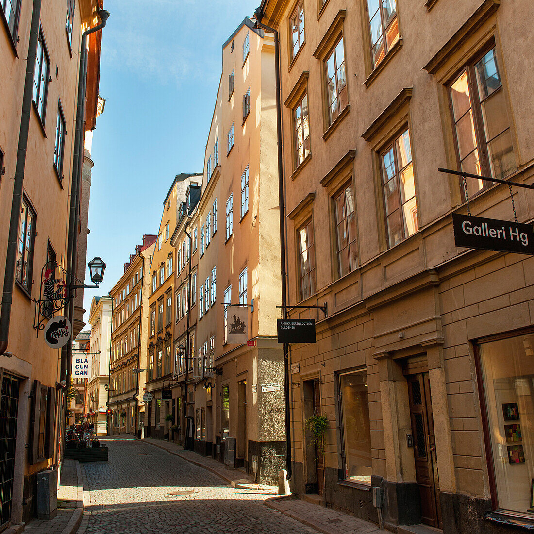 'Buildings Along A Narrow Street In Old Town; Stockholm, Sweden'