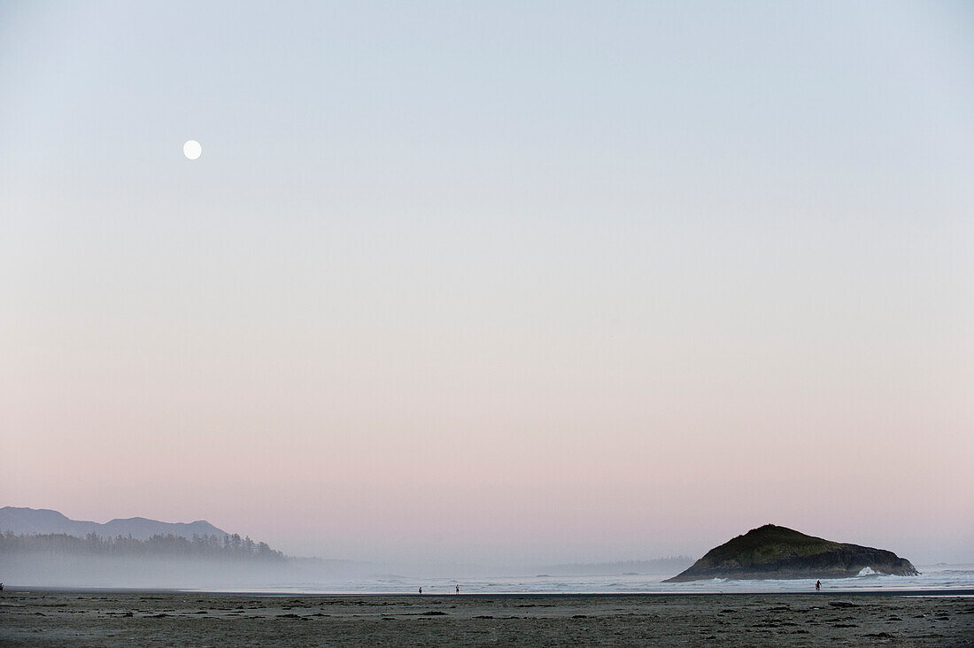 'Mist On The Beach At Sunset; Tofino, British Columbia, Canada'