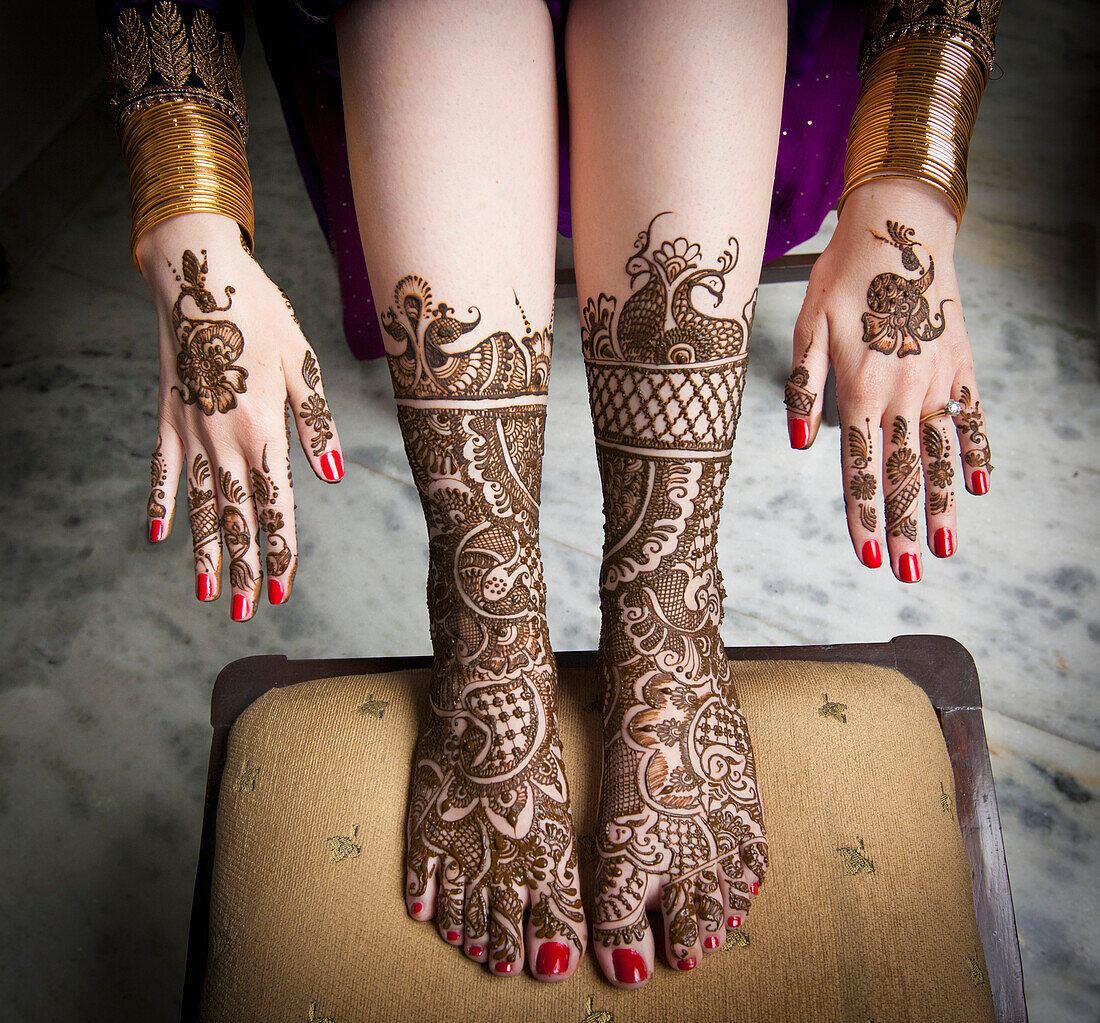 'Mehndi On The Hands And Feet; Ludhiana, Punjab, India'
