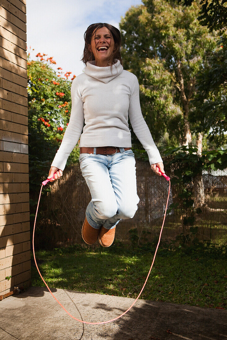 'A woman jumping rope;Gold coast queensland australia'