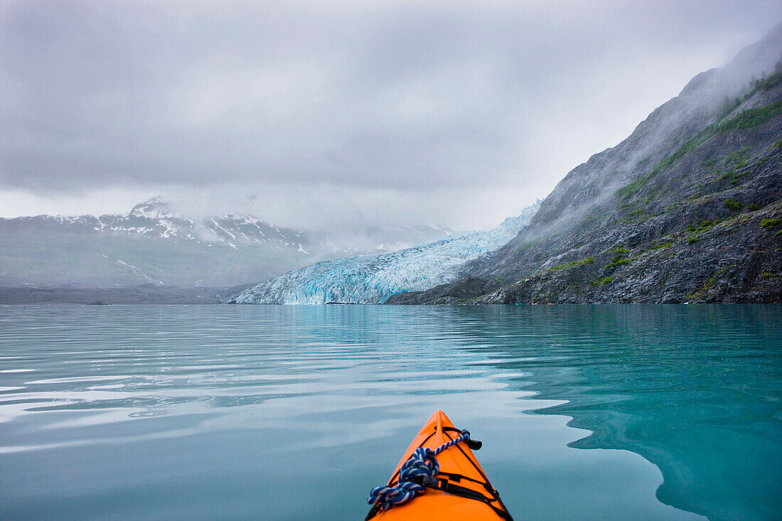 View Of Shoup Glacier From A Kayak, Prince William Sound, Southcentral Alaska, Summer