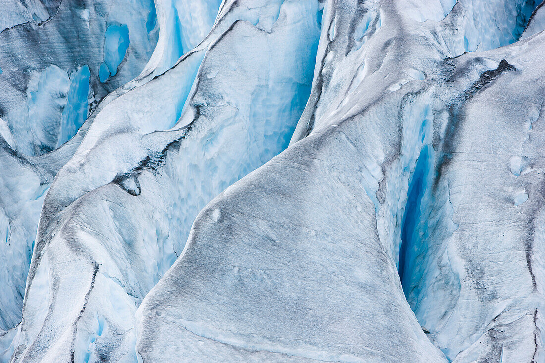 Close Up Detail Of Shoup Glacier, Shoup Bay State Marine Park, Valdez, Southcentral Alaska, Summer