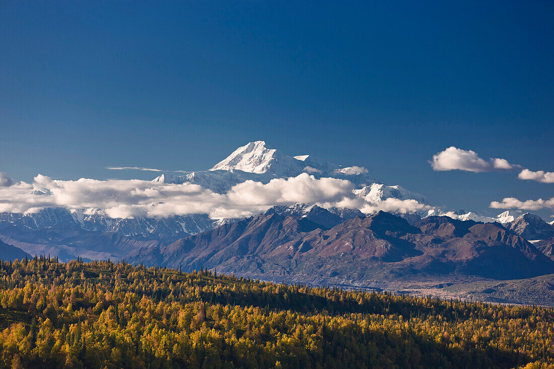 Scenic View Of Mt. Mckinley And The Alaska Range, Denali State Park, Interior Alaska, Autumn