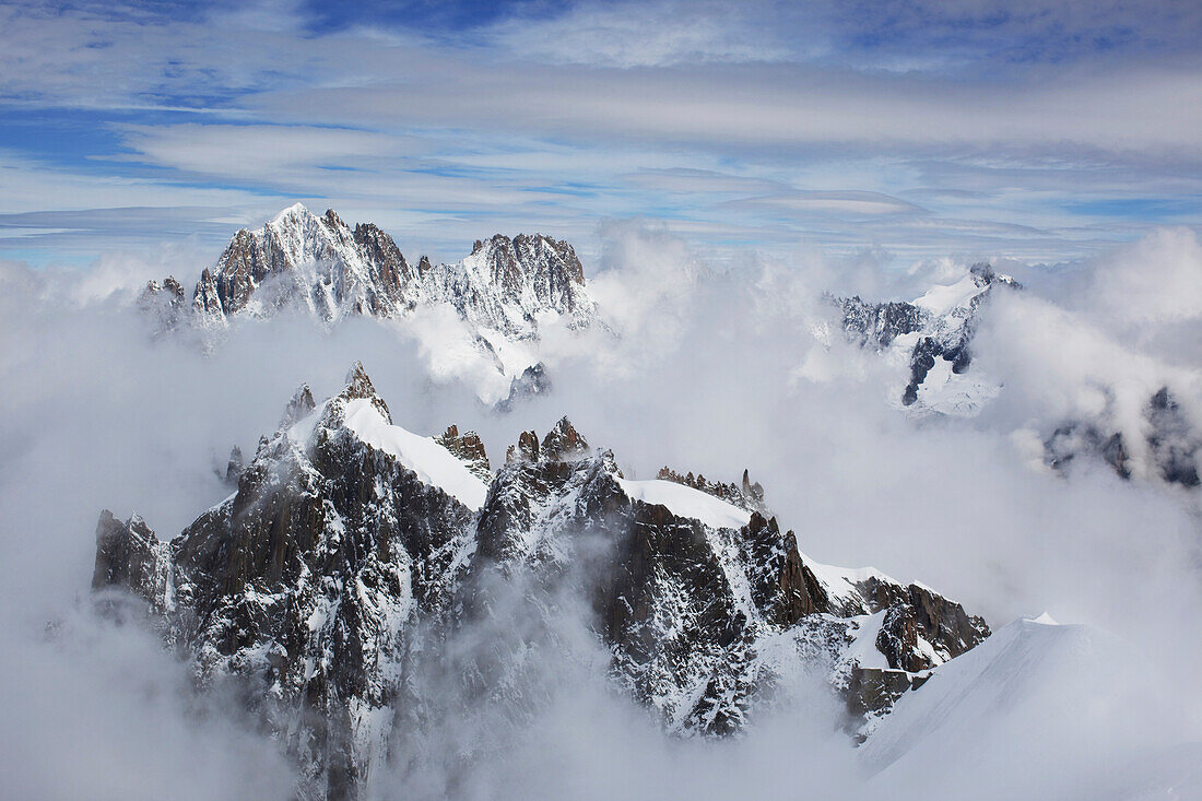 'Peaks Of A Snowy Mountain Range; Chamonix, France'