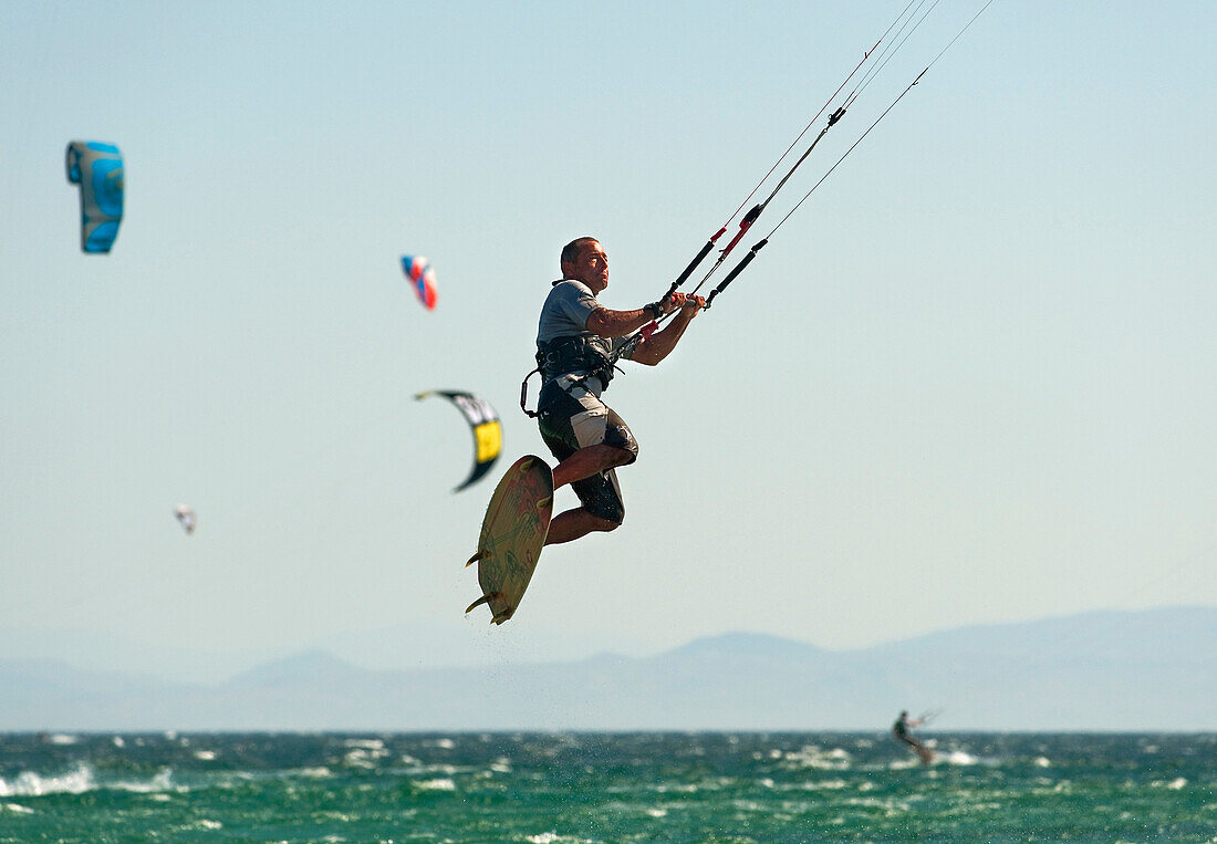 'Kitesurfing; Tarifa, Cadiz, Andalusia, Spain'