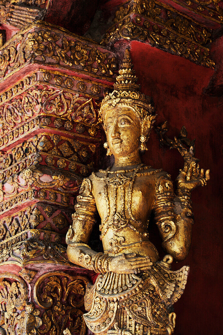'Statue In Wat Phra Singh Temple; Chiang Mai, Thailand'
