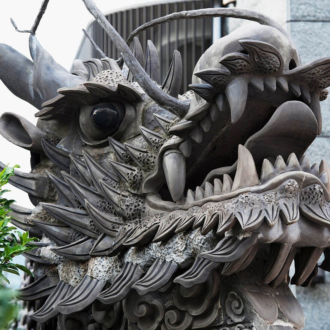 'Close-Up Face Of A Statue Of Animal Likeness; Nagasaki, Japan'