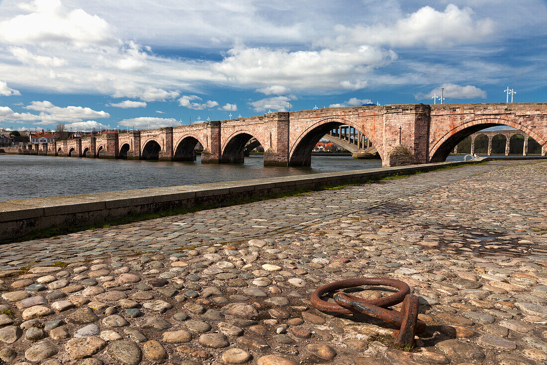 'A Bridge Going Over River Tweed; Berwick-Upon-Tweed Northumberland England'