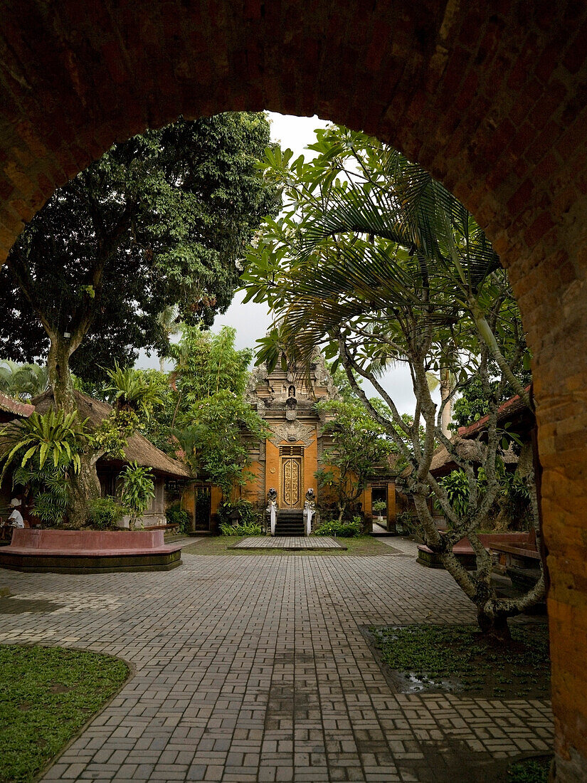 'Ubud, Bali, Indonesia; Paths Through Temple Courtyard'