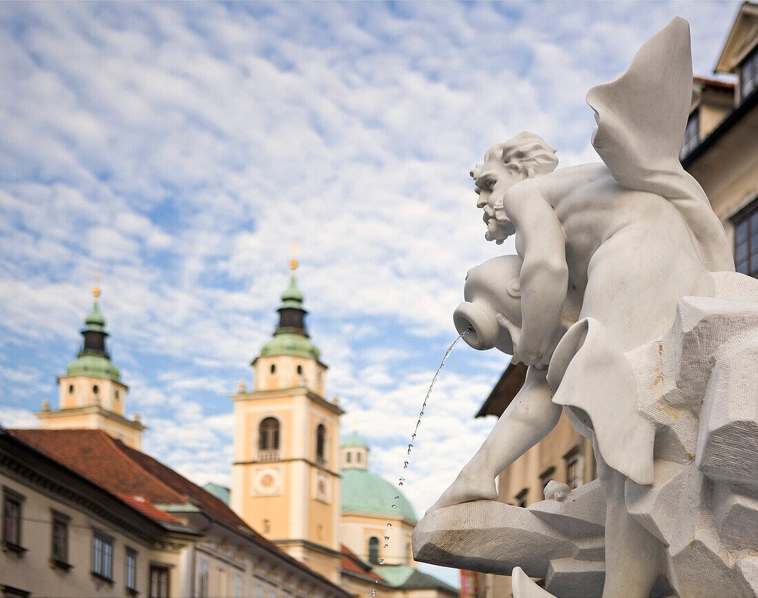 'Ljubljana, Slovenia; Robba Fountain With River God Statue'
