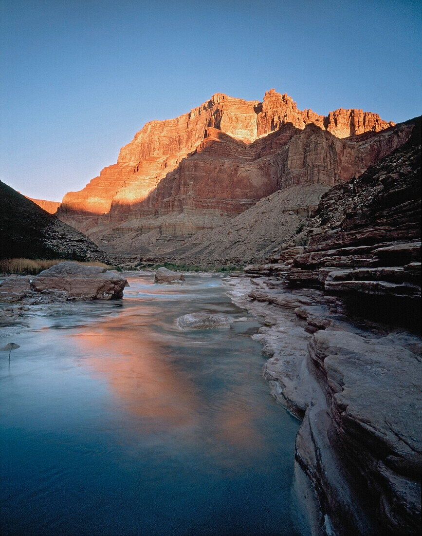 Chuar Butte Viewed From Little Colorado River, Grand Canyon National Park, Arizona, Usa
