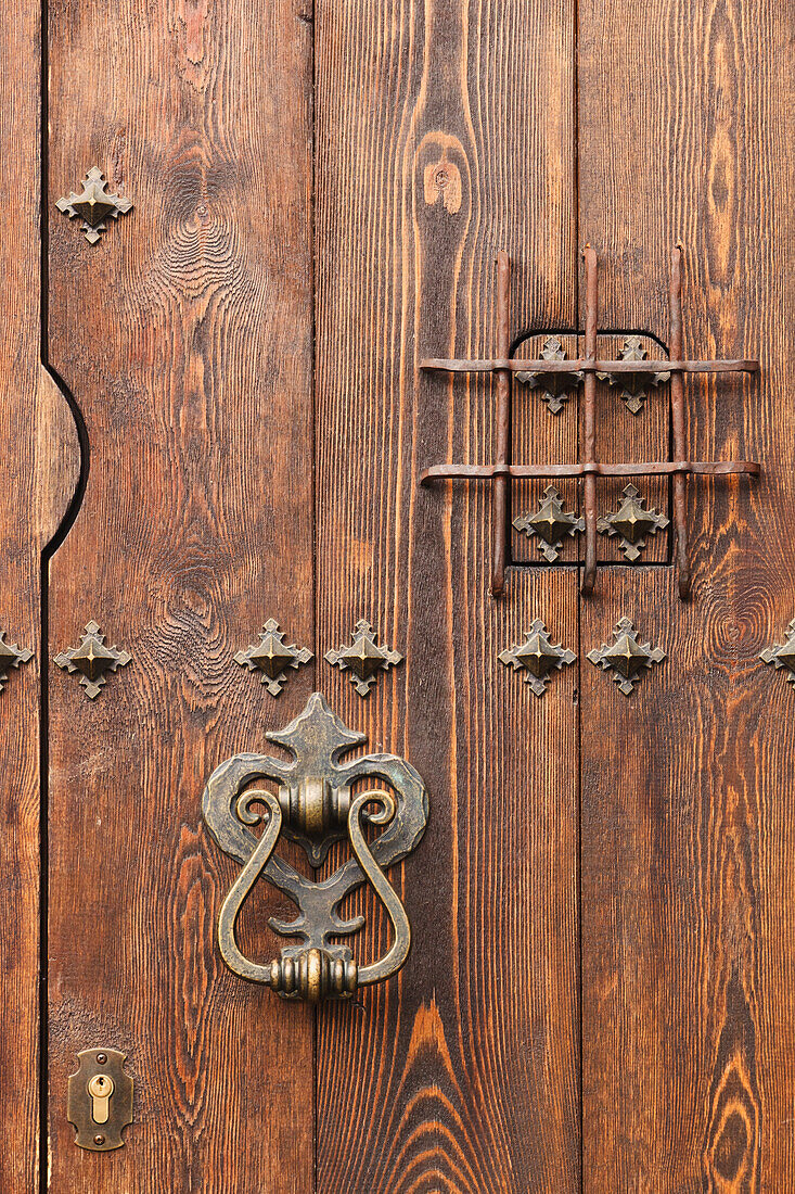 'Door With Knocker And Judas Window; Grazalema, Cadiz Andalusia, Spain'