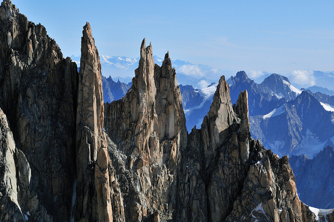 Blick vom Kuffnergrat auf die Arete du Diable, Mont Blanc Gruppe, Frankreich