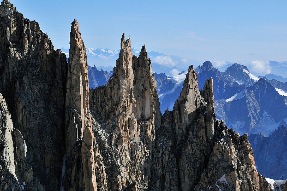View from Tour Ronde of Mont Maudit on Arete du Diable, Mont Blanc Group, France