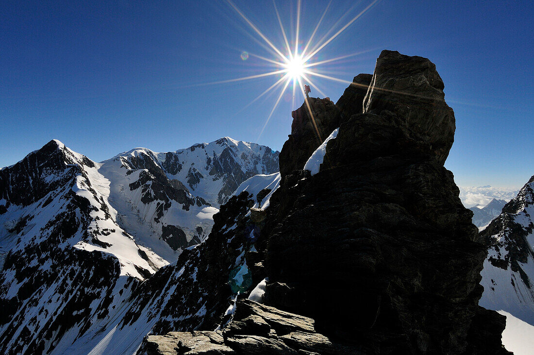 Bergsteiger auf dem Dome de Miage, Mont Blanc Massiv, Frankreich