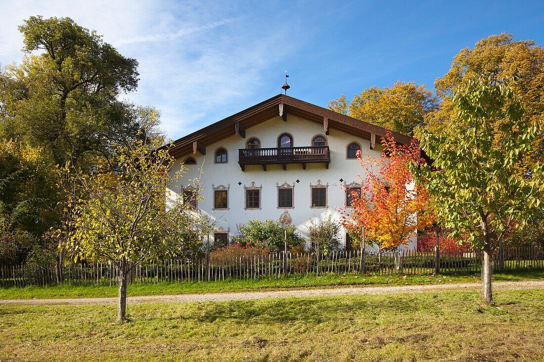 Farmhouse at Chiemsee, near Gstadt, Chiemsee, Chiemgau region, Bavaria, Germany