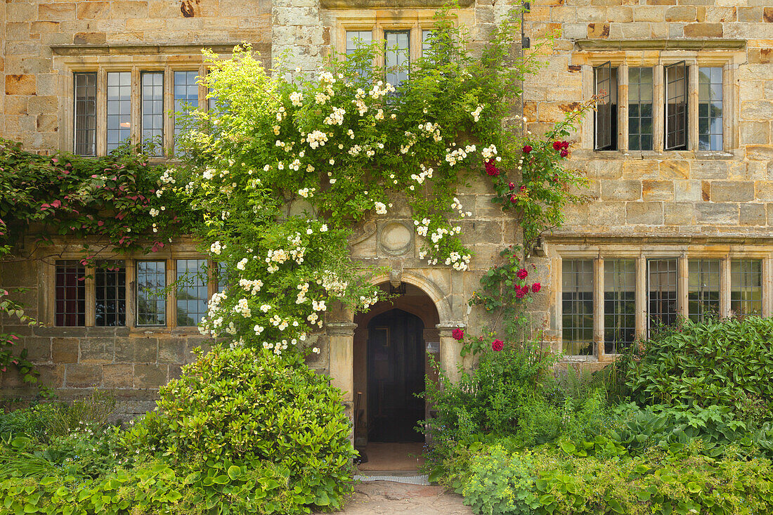 Entrance to the manor house, Bateman's, home of the writer Rudyard Kipling, East Sussex, Great Britain