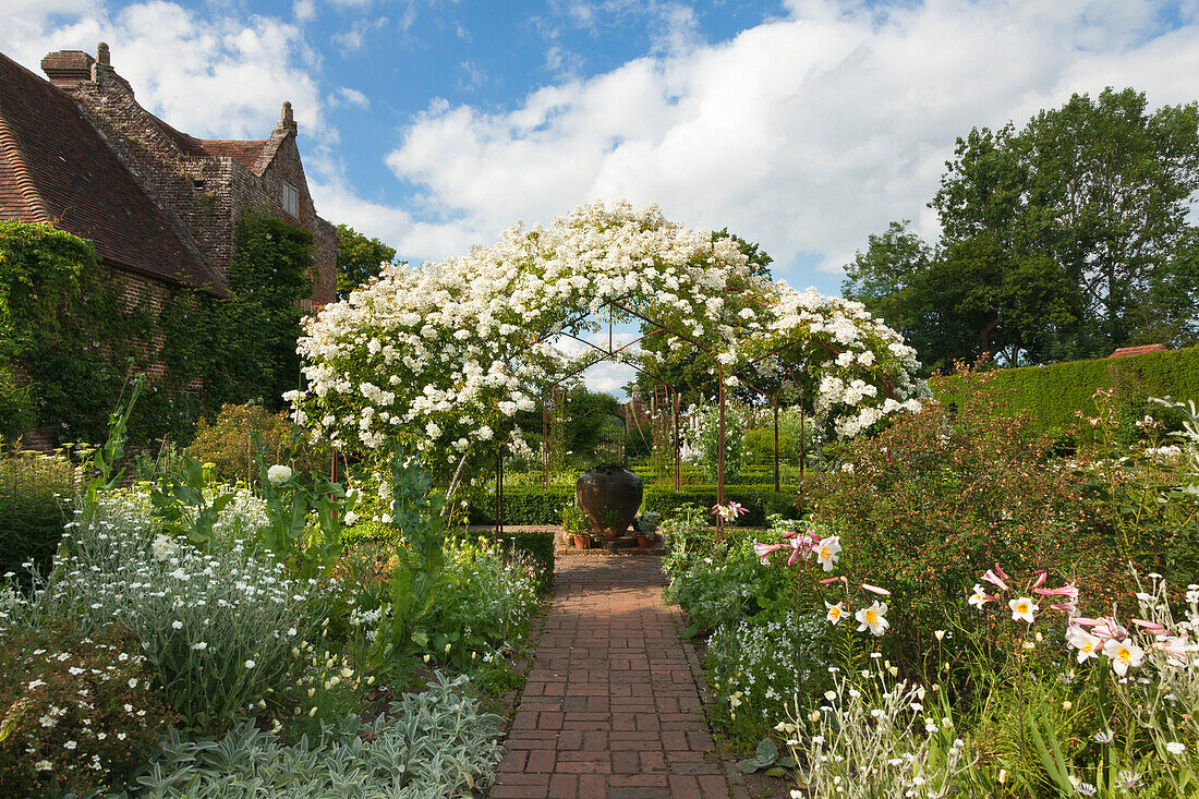 White Garden, Sissinghurst Castle Gardens, Kent, Great Britain