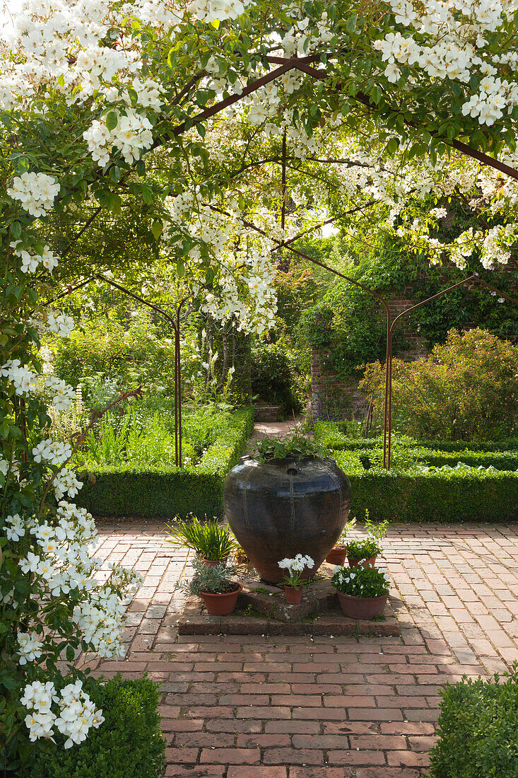 White Garden, Sissinghurst Castle Gardens, Kent, Great Britain