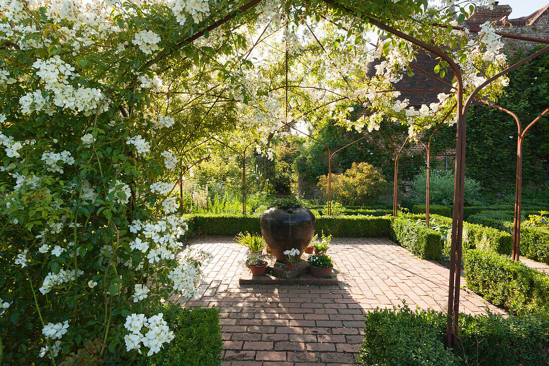 White Garden, Sissinghurst Castle Gardens, Kent, Great Britain