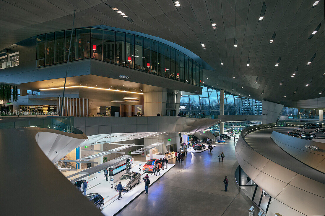 interior view of BMW world, Olympic park, Munich, Bavaria, Germany, Architects Coop Himmelblau