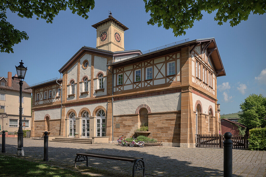 Badehaus, Arbeitersiedlung im Jugendstil, Kuchen bei Geislingen, Schwäbische Alb, Baden-Württemberg, Deutschland