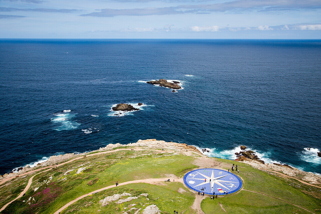 La Rosetta compass rose representing different Celtic people seen from the Tower of Hercules, Corunna (La Coruna), Galicia, Spain