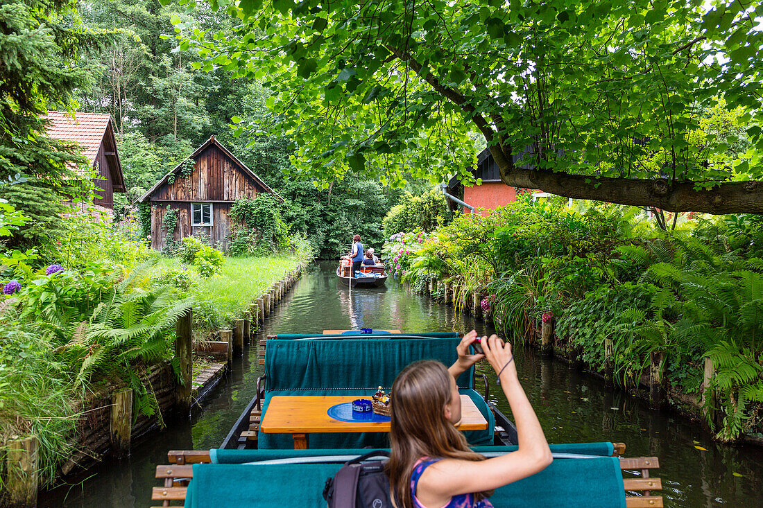 Boat tour in Spreewald, UNESCO biosphere reserve, Brandenburg, Germany, Europe