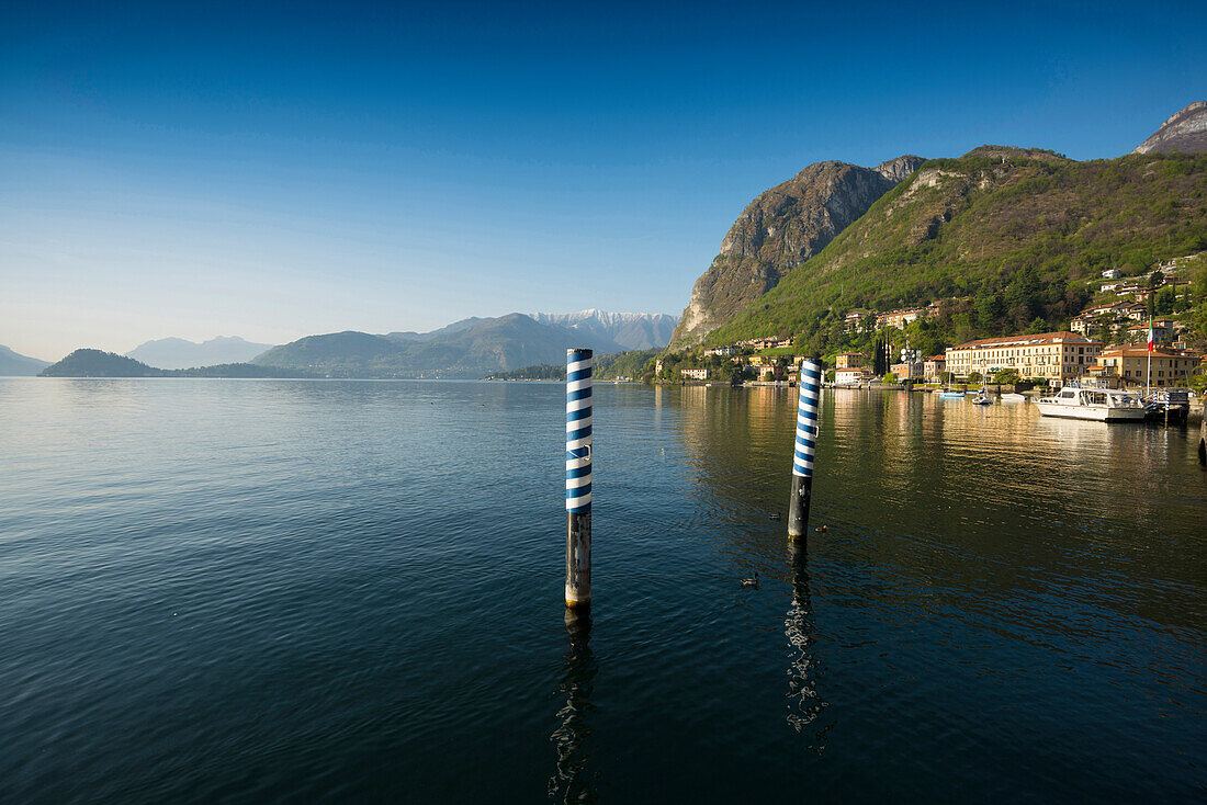 Jetty at Lake Como, Lago di Como, Menaggio, Province of Como, Lombardy, Italy