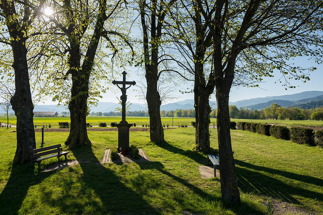 Wayside cross in Dreisam Valley, near Freiburg im Breisgau, Black Forest, Baden-Wuerttemberg, Germany