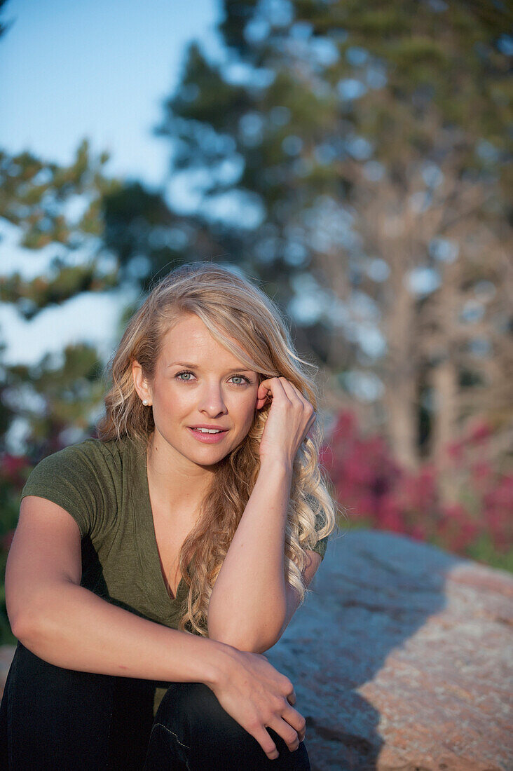'Portrait of a woman with long blond hair;Arvada colorado united states of america'