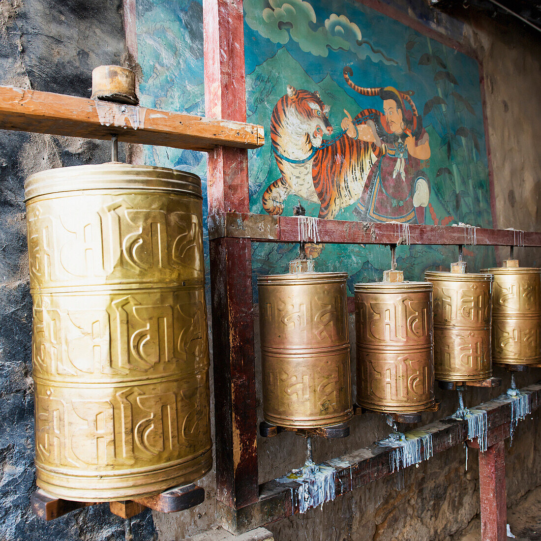 'Round bronze objects at the sera monastery;Lhasa xizang china'