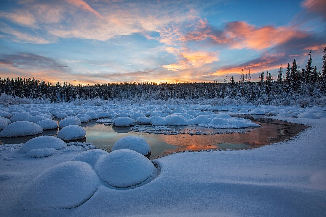 'Red clouds at sunset over mcintyre creek;Whitehorse, yukon, canada'