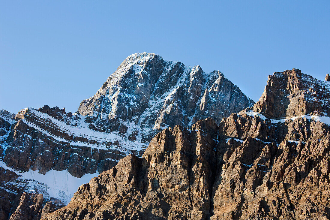 'Rocky mountains against a blue sky;Alberta canada'