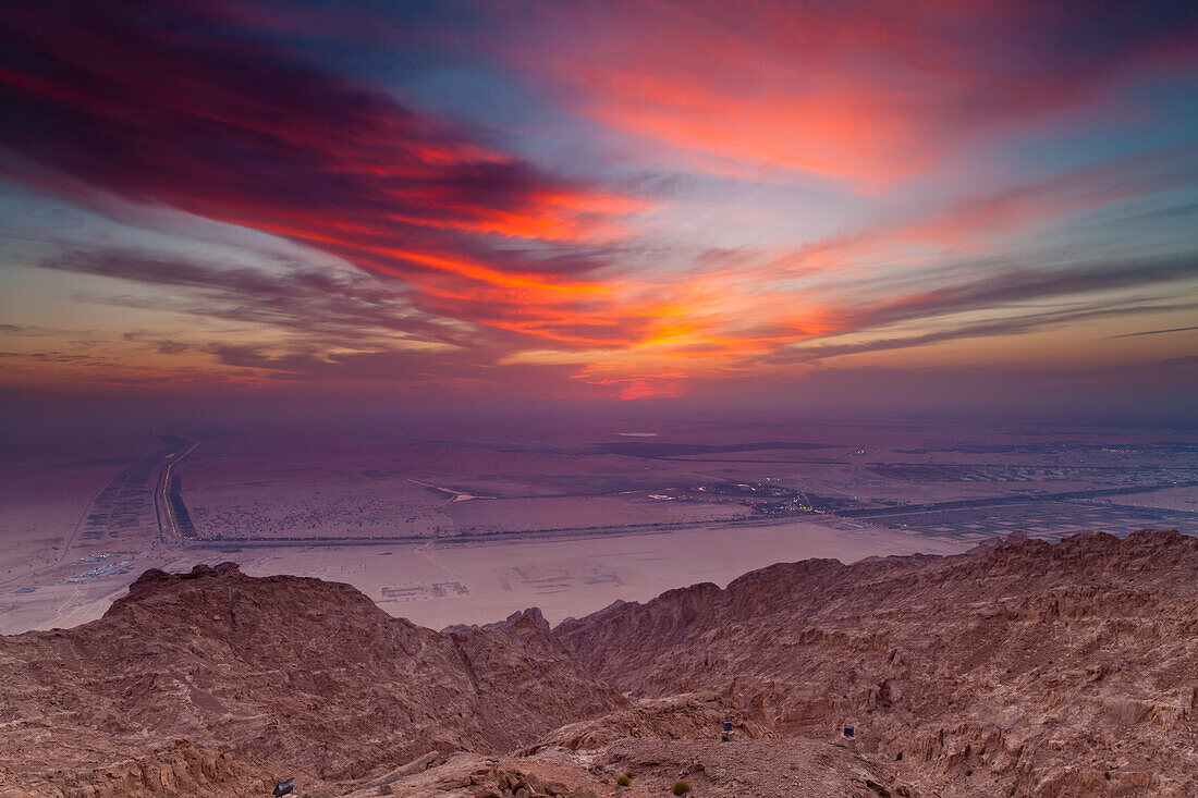 'The View From The Mercure Hotel At The Top Of Jebel Hafeet Mountain; Al Ain, Abu Dhabi, United Arab Emirates'