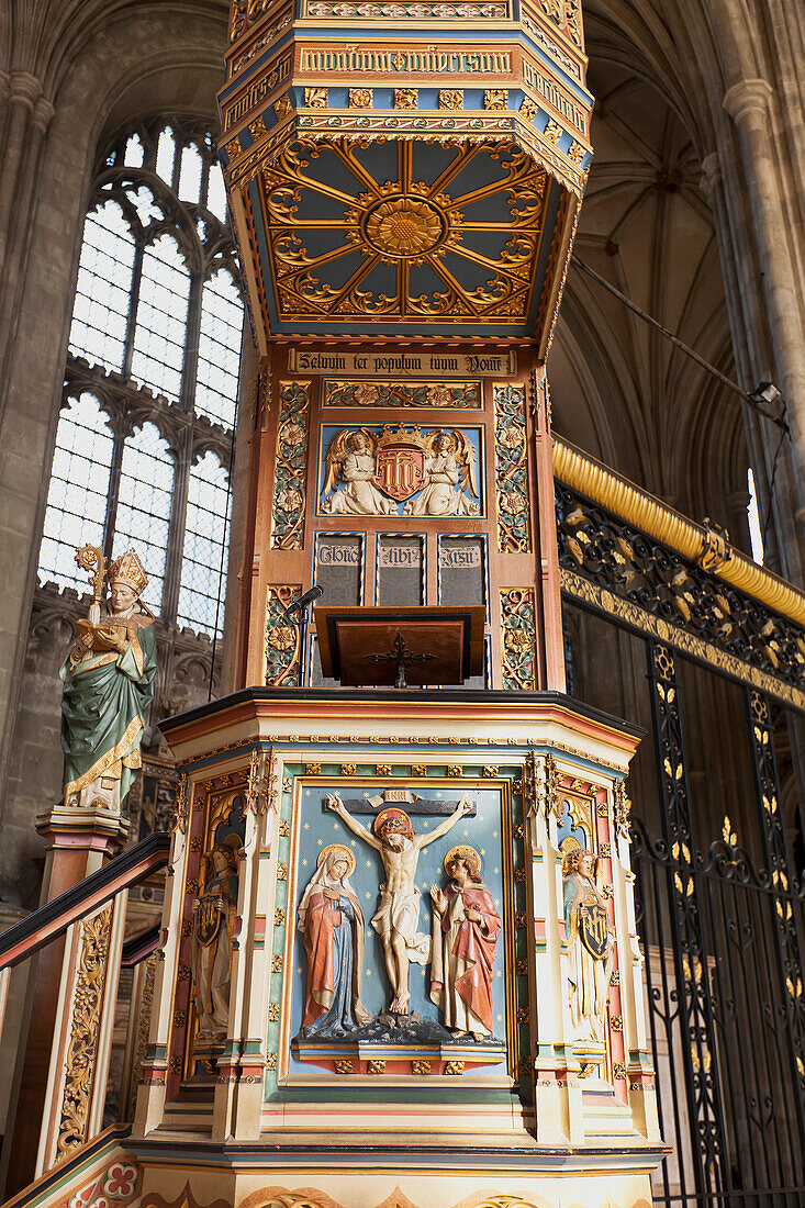 'Colourful Podium In Canterbury Cathedral; Canterbury, Kent, England'