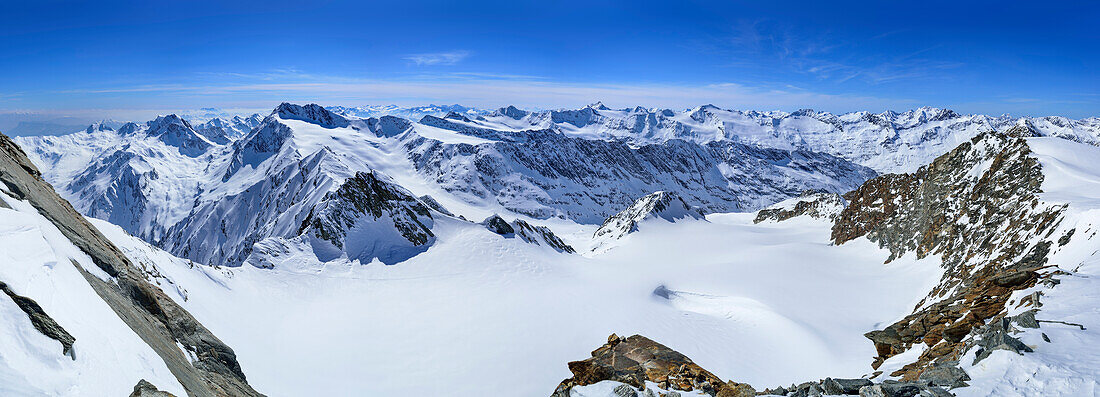 Mountain panorama of Oetztal Alps, Obergurgl, Oetztal Alps, Tyrol, Austria