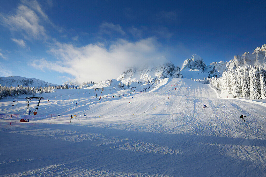 Skipiste, Kreuzbergpass, Südtirol, Italien